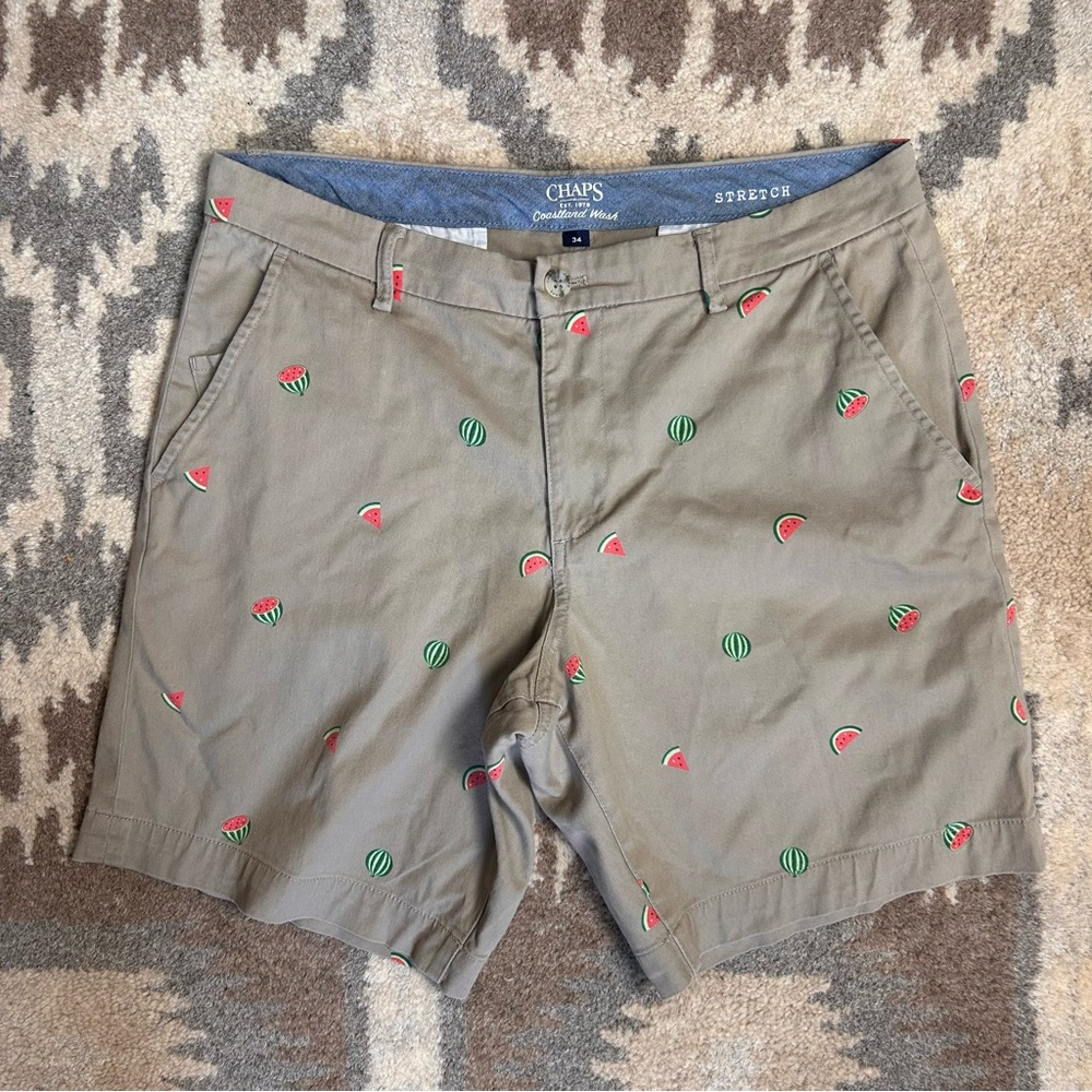 Chaps Tan Watermelon Embroidered Men's Shorts Size 34